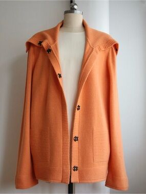 St. John Tangerine Cashmere Knit Cardigan